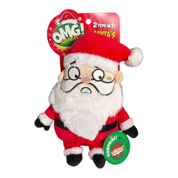 OMG! Surprise Santa's BFF Elf 2 in 1 Dog Chew Toy Christmas Plush Squeak Play - Picture 2 of 3